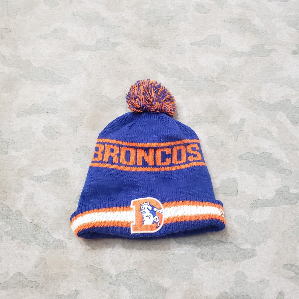 Denver Broncos Beanie Mens OSFM Blue Knit Pom Hat NFL Football New Era